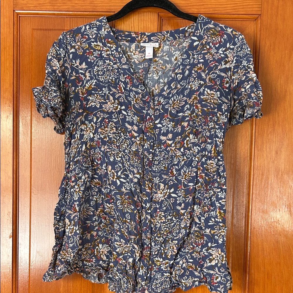 Isabel Maternity by Ingrid & Isabel Floral Print Blouse - blue and Cream